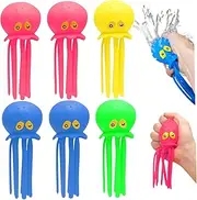 Octopus Pool Toy, Octopus Bath Toy, 6PCS Squeezable Soft Cute Pool with Multi-Holes, Stress Relief for Kids 3+
