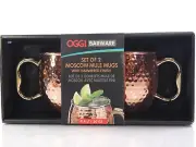OGGI BARWARE set of 2 Moscow Mule Mugs 20 OZ CAPACITY EA WITH HAMMERED FINISH