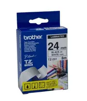 Brother TZe-251 / 24mm Black Text On White Laminated Labelling Tape - 8 Metres