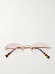 [Miu Miu Eyewear] Miu Miu Eyewear - Round-frame Gold-tone Sunglasses - One size One size Gold