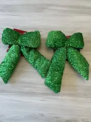 2 Large Christmas Tree Topper Bow Green sequins Ribbon Gift Tik Tok Viral NWT