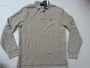 NWT Polo Ralph Lauren Dune Tan Mesh Knit Long Sleeve Polo Shirt.Size M