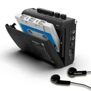 Panda 6501 Portable Tape AM/FM Radio Retro Cassette Music Player Walkman Tape Recorders with Loudspeaker 3.5mm Headphone Play Black