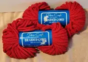 2 skeins Fibre-Craft Macrame Braided Cord Red 6 MM 50 Yards NOS