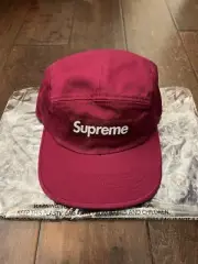 Supreme FW24 Washed Chino Twill Camp Cap Cranberry One Size Leather New IN HAND