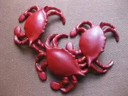 set of 3 VINTAGE RED CAST IRON CRAB - JW - 481 - napkin holders paper weight