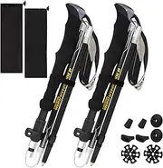 Walking Poles - 2 Pack Collapsible Trekking Hiking Poles with Quick Lock System, Folding, Telescopic, Ultralight for Senior Trekking, Backpacking, Hiking Black 110-135 cm