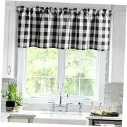 Buffalo Plaid Curtains Valances for Windows - Black and White Semi Sheer