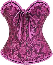 [SZIVYSHI] Corset Tops for Women, Bustier Shapewear Lingerie, Lace Waist Push Up Bodysuit, Black Rose, X-Small