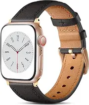 WJK Compatible with Apple Watch Series 10 9 8 7 6 5 4 3 2 1 SE and iWatch 38mm 40mm 41mm 42mm Women Men, Top Grain Genuine Leather Replacement Strap for Apple Watch Ultra/Ultra 2, Multi Colors