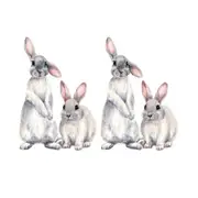 Cartoon Lovely Cute Two Bunnies Rabbits Wall Stickers Wall Murals Bunny Stickers
