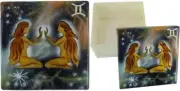 Capiz Shell Trinket Box, 3", Zodiac, Gemini