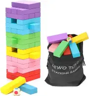 Lewo Wooden Stacking Board Games Building Blocks for Kids Boys Girls- 48 Pieces