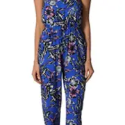 New Look Jumpsuit Womens Size UK 10 Tropical Palm Strapless Elastic Waist New