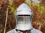 Medieval Barbute Bascinet Helmet - Handmade Steel Knight LARP Armor