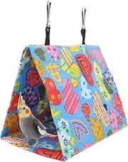 Bird Hanging Tent, Triangular Colorful Canvas Parrots House Bed with Hooks, Parrot Bird Nest Hut Hammock Tent Parakeet Cage Bird Nest for Cockatiel Lovebird (17 * 11 * 15CM)