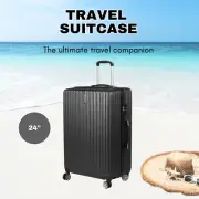 24" Luggage Suitcase Code Lock Hard Shell Travel Carry Bag Trolley Holiday Black