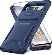 Asuwish Phone Case for Google Pixel 7 Pro 5G with Screen Protector and Slide Camera Cover Slim Rugged Hybrid Shockproof Protective Cell Accessories Pixel7Pro Pixel7 XL Seven 7Pro 6.7 Women Men Blue