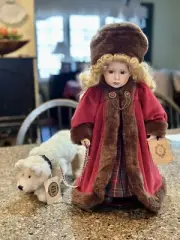 1998 BOYDS COLLECTION LTD. PORCELAIN DOLL WITH POLAR BEAR