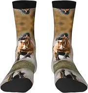 [EdWal] Soft Horses print Moisture Wicking Socks Sports Socks for Men and Women Warm thermal Boot Hiking Socks