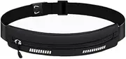 Running Belt for Women and Men, Reflective Fanny Pack, Runners Pouch Waist Belt for Workout Jogging, Money - Pouch fits iPhone 14 Pro, Hiking Cycling(Black)