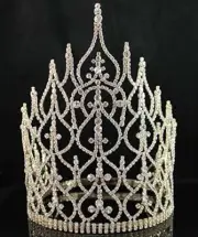 Queen Crown Tiara Clear Austrian Rhinestone Crystal Pageant T1413G Gold