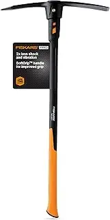 Fiskars 751210-1003 Pro IsoCore 5lb Pick-36 Dual-Ended Pickaxe Tool and Garden Hoe, Black/Orange