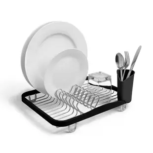 《Umbra》Sinkin餐具收納筒+碗盤瀝水架(墨黑35.6cm) | 餐具杯盤墊 隔水墊 流理臺墊