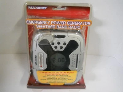 Maximo Emergency Power Crank Generator Weather Band Radio Light Clock Compass
