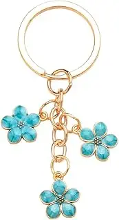 [Kilener] Blue Flower Charms Keychain for Women - Cute Car Keys and Purse Bag Accessories - Anniversary Birthday Gifts for Best Friend, Mom, Wife - Flower Tassel Keychain
