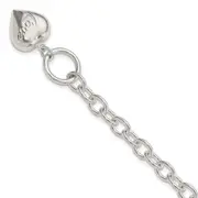 7.5 Inch Sterling Silver Love Puffed Heart Charm Bracelet