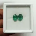 Natural Emerald Oval Cut Pair 4.48 Cts- Loose Green Zambia Untreated Emerald 7x9