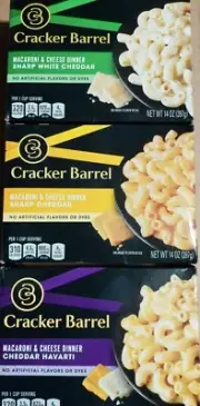Cracker Barrel Macaroni and Cheese Dinner 3 Variety pack 14oz boxes .