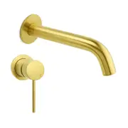 Brushed Gold Round Small Face Mixer Bath Spout Hot Cold Water Outlet Filler Tap Set