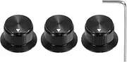 uxcell 3Pcs Aluminium Potentiometer Knobs 1/4" Volume Tone Control Top Hat Knobs with L-Type Hexagonal Wrench for Guitar Instruments Audio Mixer Amplifier Black