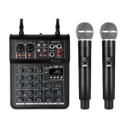 M4pro Audio Mixer, 4 Channel Mixer With Dual Wireless Mic, Sound Board Consol...