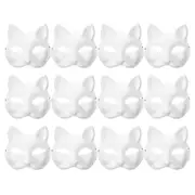 12pcs Blank Mask Cat Masks Costume Cosplay Mask Kindergarten Diy Unpainted Cat Mask-CYHY white