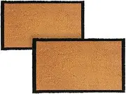 Nicola Spring Coir Door Mats - 75 x 45cm - Black Border - Pack of 2 - Indoor & Outdoor Non Slip Rug Front Door Welcome Mat Rectangular Floor Mat for Home Entryways