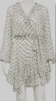 Zimmermann Dress Size AU 8/US 2-4 Adorn Ruffle Wrap Pearl & Navy Dot BNWT