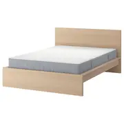 MALM bed frame with mattress, white stained oak veneer/Valevåg firm, Double