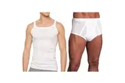 2pc Set Holeproof Men All Seasons White Full Brief Underwear + Singlet Tank Top