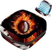 Period Bag,Sanitary Napkin Storage Bag,American Football in Fire,Tampon Bag for Purse