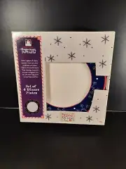 Debbie Mumm Snowman Portraits Set of 4 Dinner Plates !!!NEW IN BOX!!!
