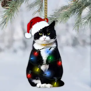 貓咪 壓克力掛飾 聖誕貓 賓士貓 節慶裝飾 聖誕樹裝飾 場地佈置 掛件吊飾 道具 聖誕節 喵星人【RXM0854】