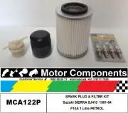 SUZUKI SJ410 SPARK PLUG & FILTER SERVICE KIT F10A 1Litre PETROL 81-84