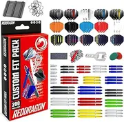Red Dragon Darts 200-Piece Accessory Pack: Flights, Stems, Sharpener, Grip Wax, Checkout Card