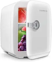 CROWNFUL Mini Fridge, 4 Liter 6 Can Portable Cooler and Warmer, Personal Fridge for Skin Care, Cosmetics, Food, Great for Bedroom, Office, Car, Dorm, ETL Listed (White)
