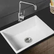 Dutxa Granite Kitchen Sink White Undermount Single Bowl Basin 59CMX45CM