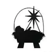 Christmas Religious Baby Jesus in Manger w/ Star Black Metal Ornament