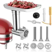 Meat Grinder Attachment for KitchenAid Stand Mixer - Stainless Steel Accessory, Sausage Stuffer